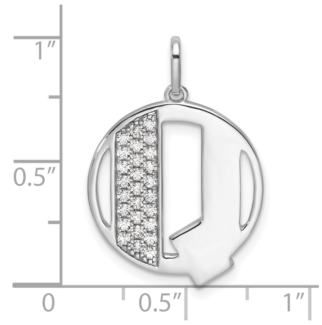 14K White Gold Gatsby Diamond Initial Q Charm
