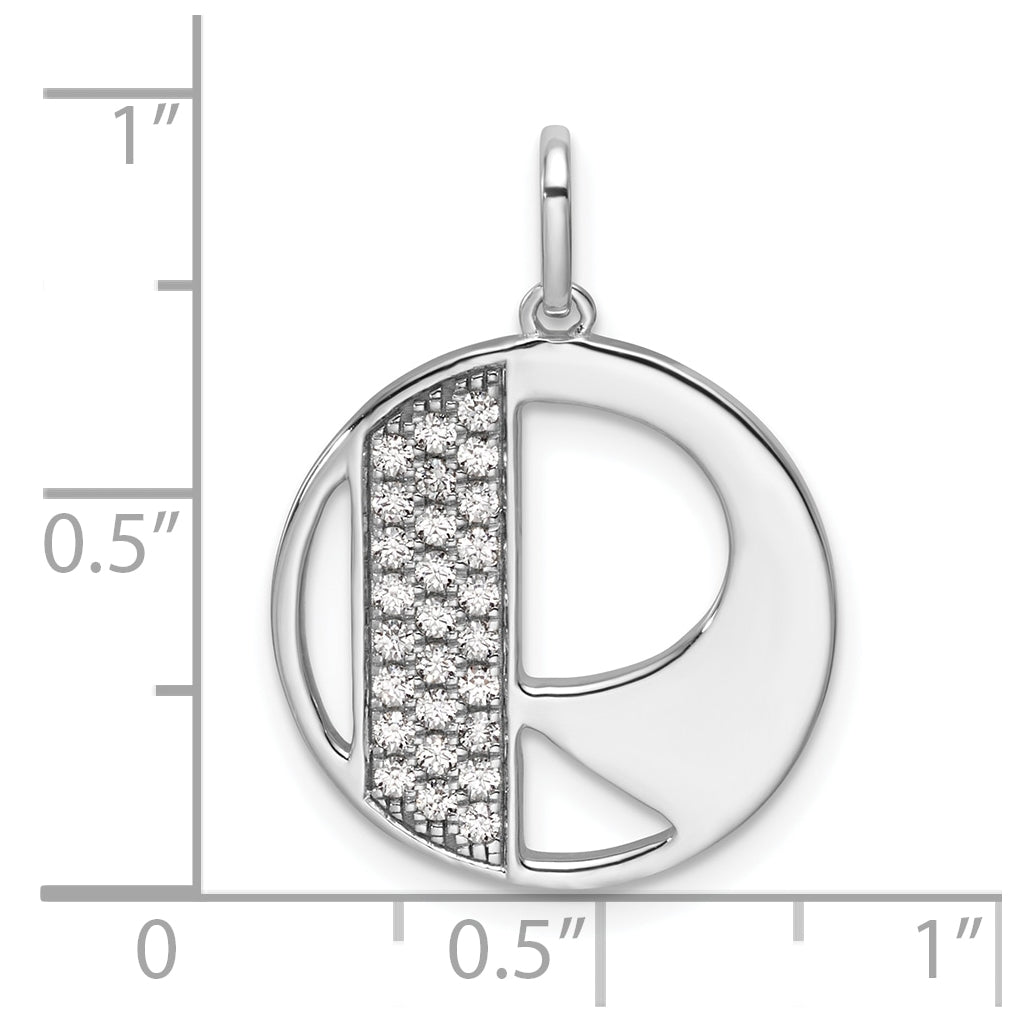 14K White Gold Gatsby Diamond Initial R Charm
