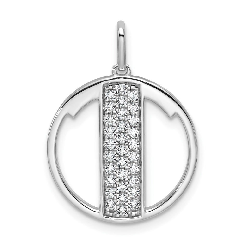 14K White Gold Gatsby Diamond Initial T Charm