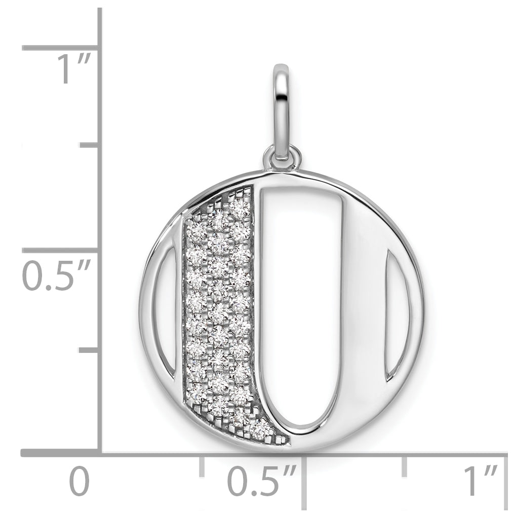 14K White Gold Gatsby Diamond Initial U Charm