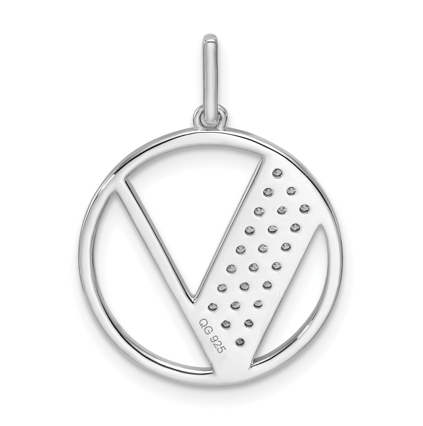 14K White Gold Gatsby Diamond Initial V Charm