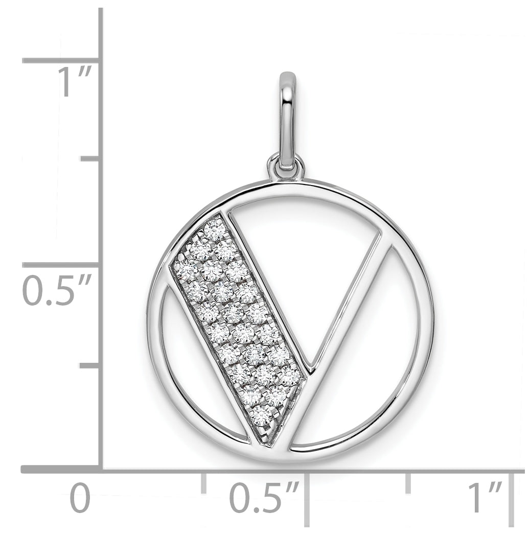 14K White Gold Gatsby Diamond Initial V Charm