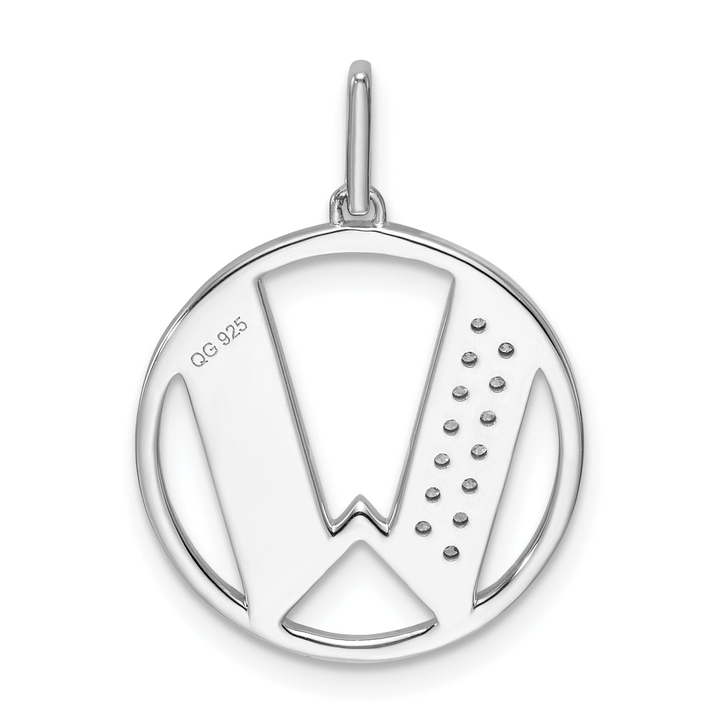 14K White Gold Gatsby Diamond Initial W Charm