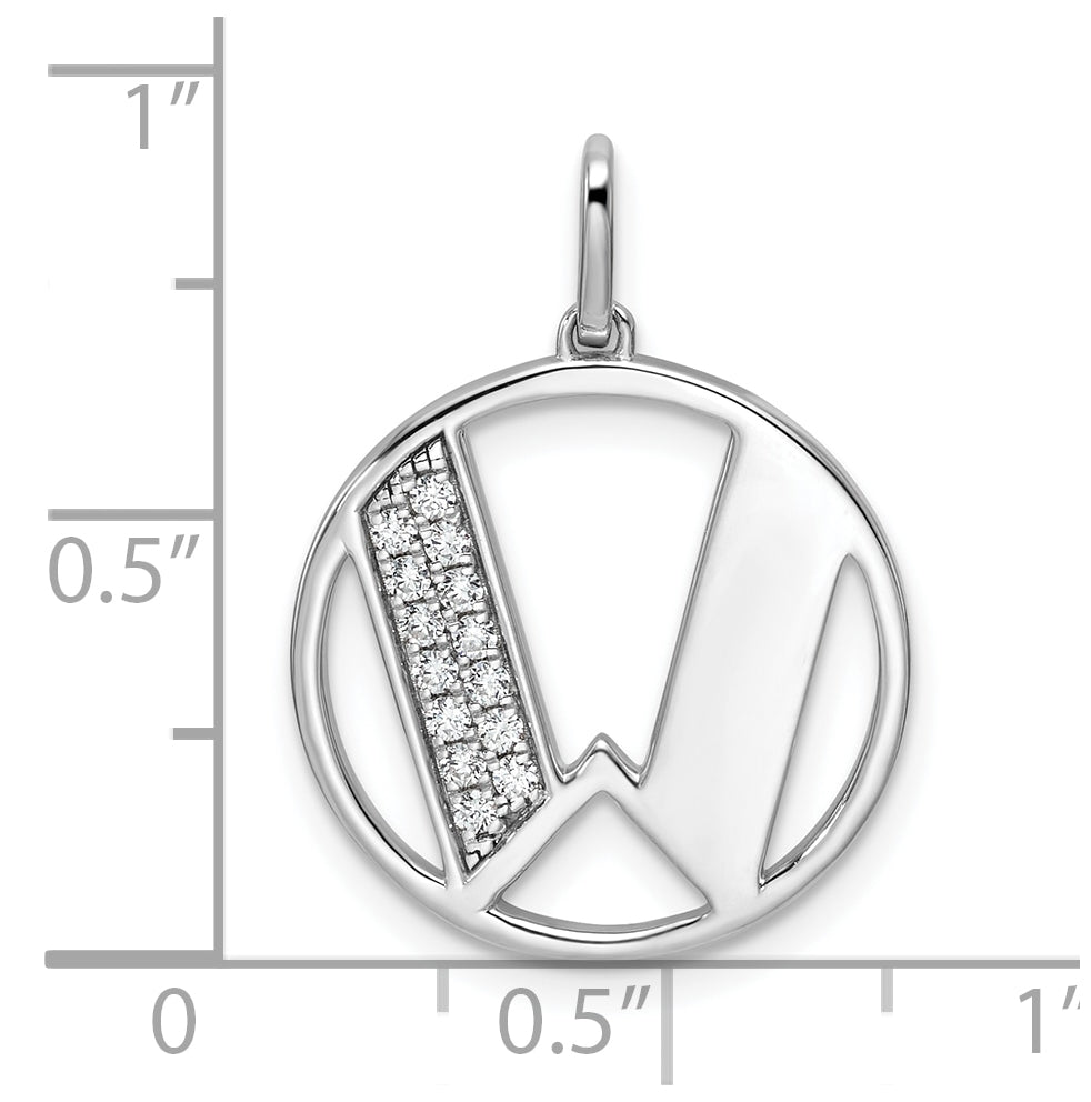 14K White Gold Gatsby Diamond Initial W Charm