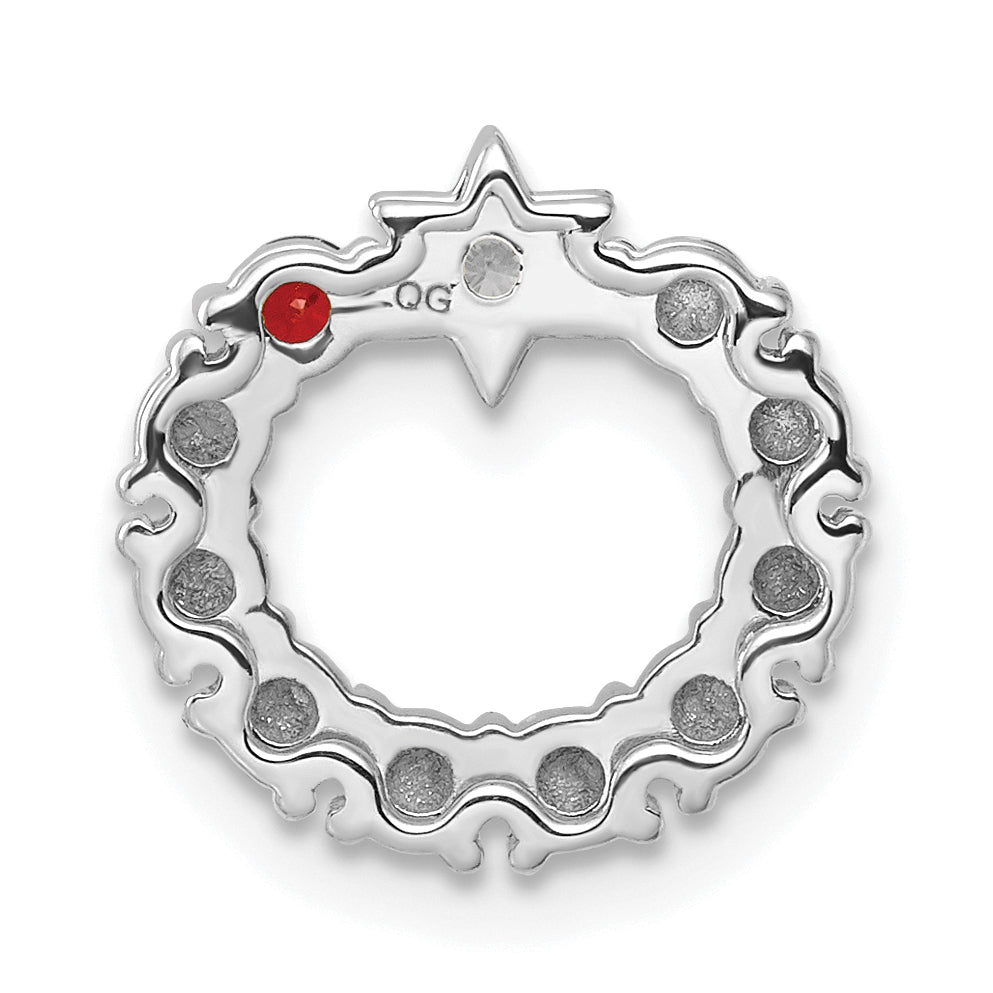14K White Gold Circle Diamond Star Genuine One-Stone Family Jewelry Complete Pendant