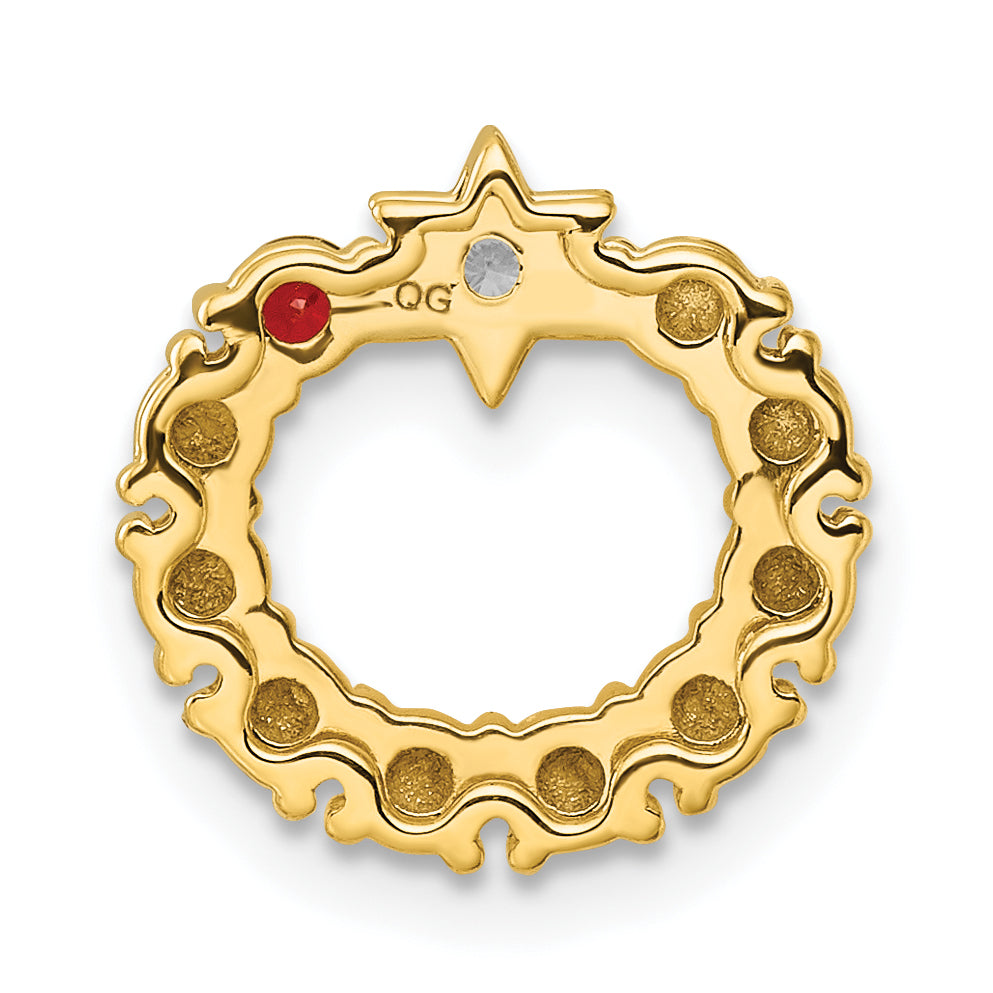 14K Yellow Gold Circle Diamond Star Genuine One-Stone Family Jewelry Complete Pendant