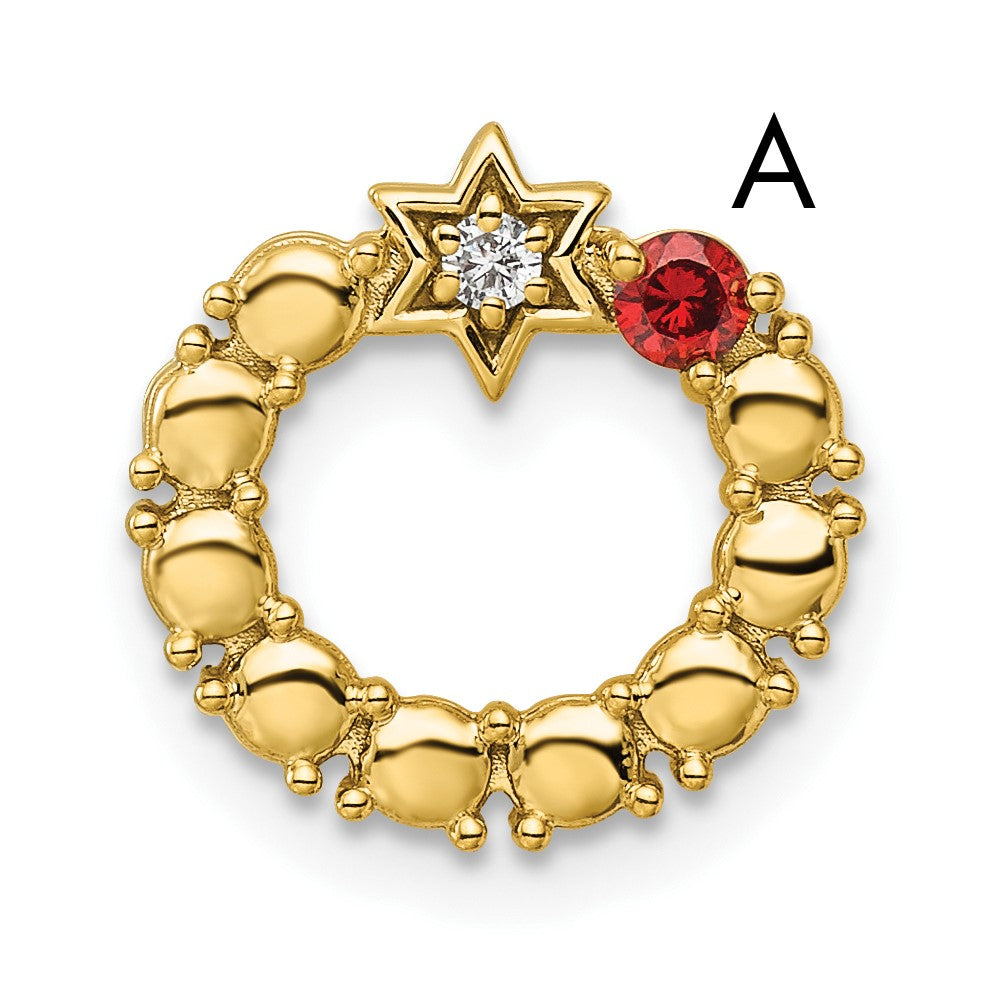 14K Yellow Gold Circle Diamond Star Genuine One-Stone Family Jewelry Complete Pendant