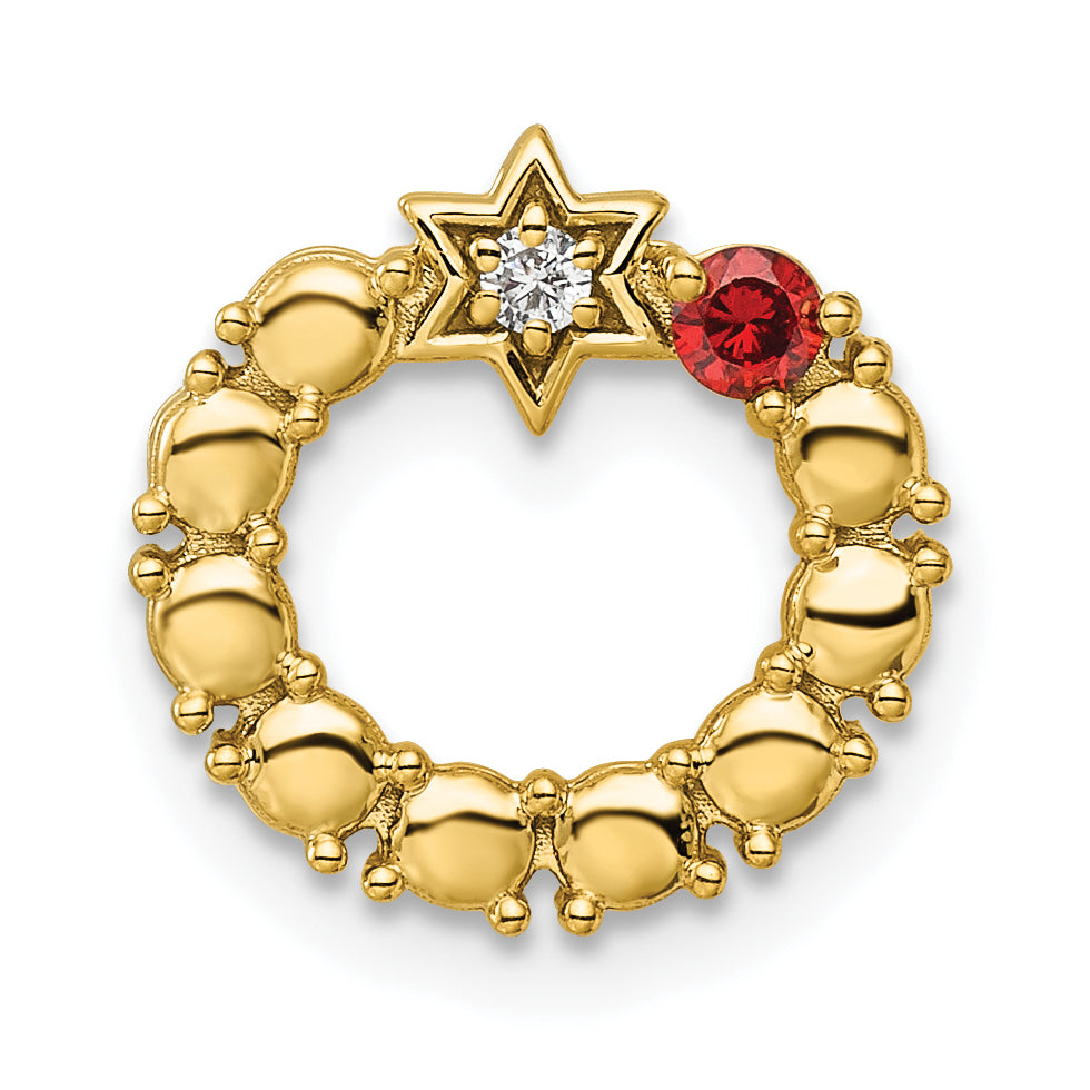 14K Yellow Gold Circle Diamond Star Genuine One-Stone Family Jewelry Complete Pendant