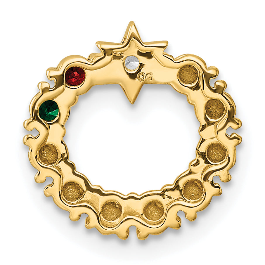14K Yellow Gold Circle Diamond Star Genuine Two-Stone Family Jewelry Complete Pendant