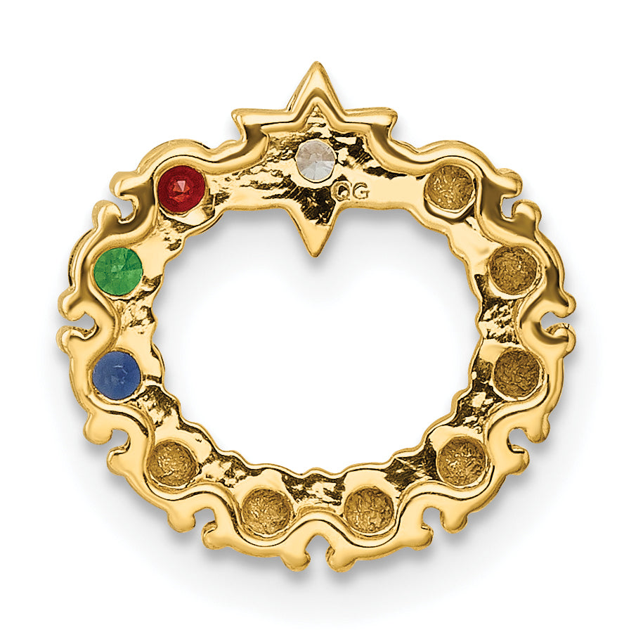 14K Yellow Gold Circle Diamond Star Genuine Three-Stone Family Jewelry Complete Pendant
