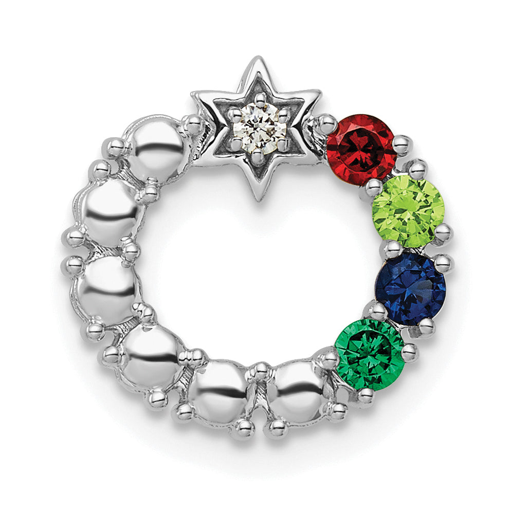 14K White Gold Circle Diamond Star Synthetic Four-Stone Family Jewelry Complete Penda