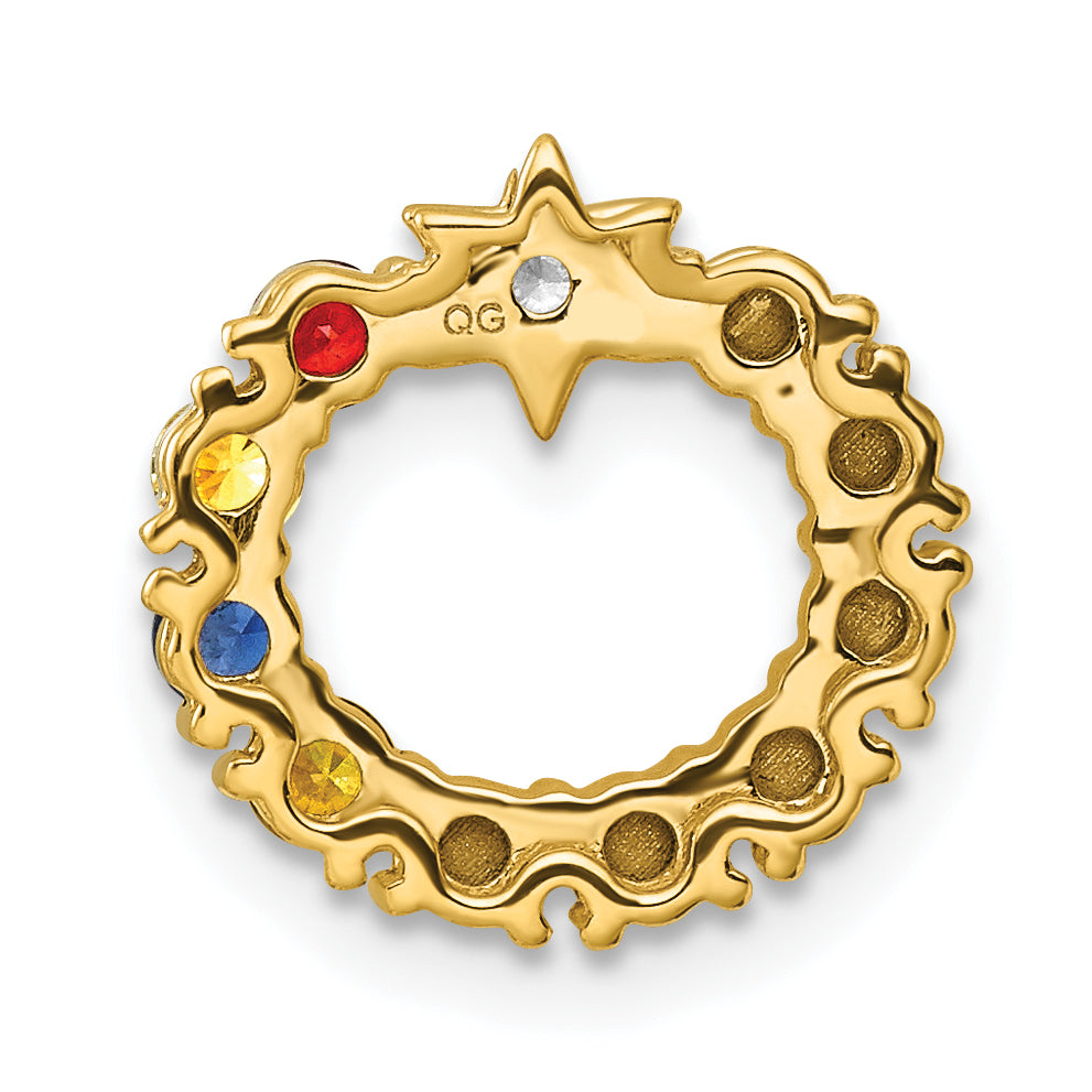 14K Yellow Gold Circle Diamond Star Genuine Four-Stone Family Jewelry Complete Pendant