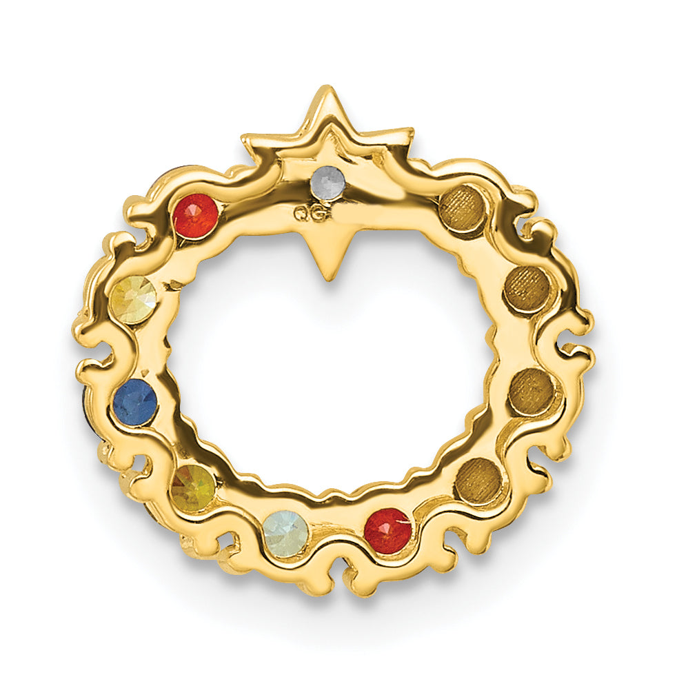 14K Yellow Gold Circle Diamond Star Genuine Six-Stone Family Jewelry Complete Pendant