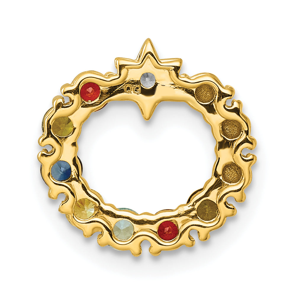 14K Yellow Gold Circle Diamond Star Genuine Seven-Stone Family Jewelry Complete Pendant