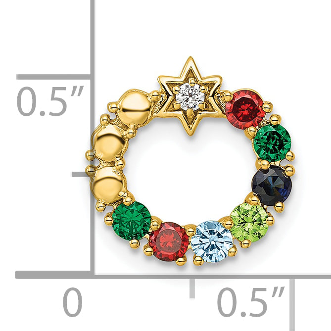 14K Yellow Gold Circle Diamond Star Synthetic Seven-Stone Family Jewelry Complete Penda