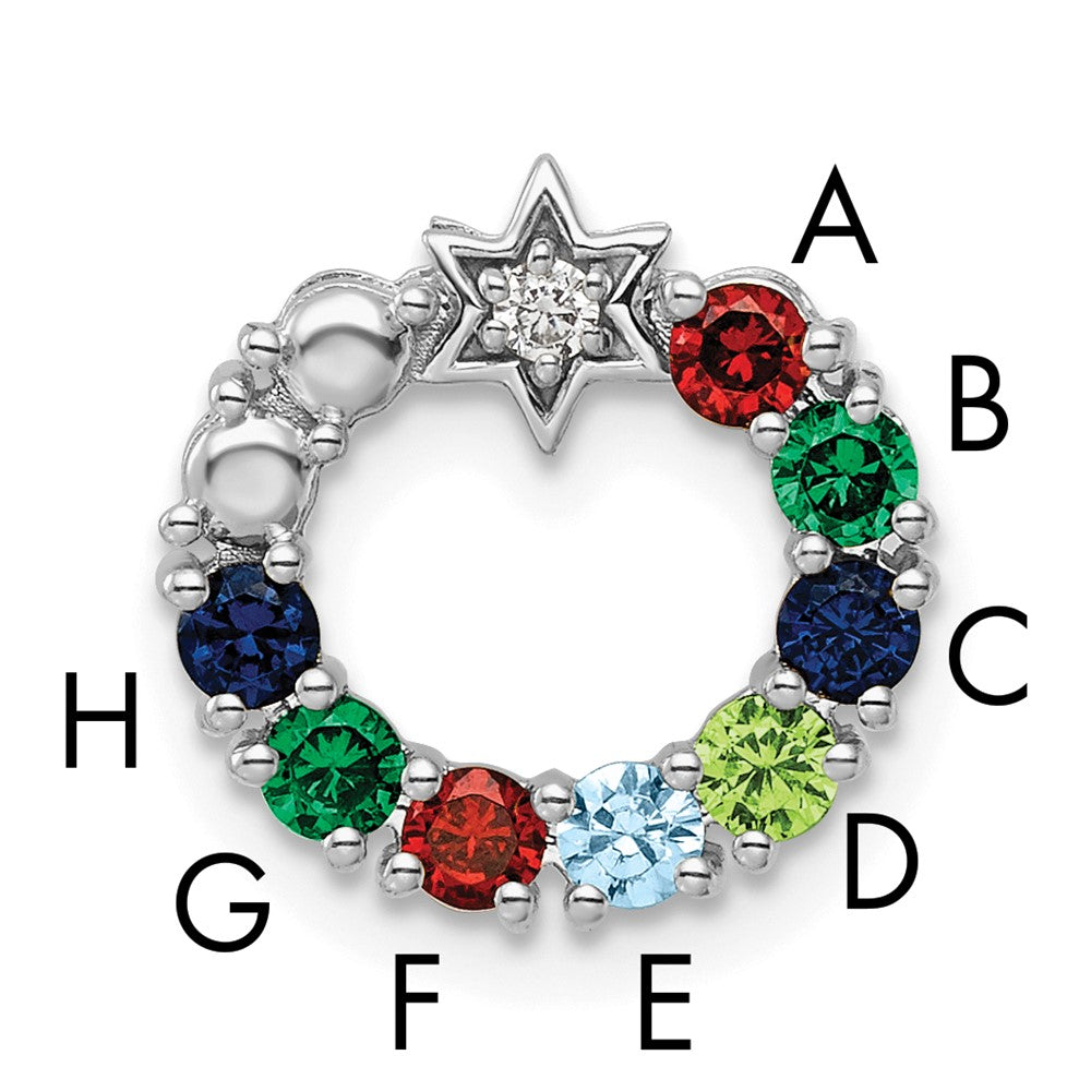 14K White Gold Circle Diamond Star Genuine Eight-Stone Family Jewelry Complete Pendant