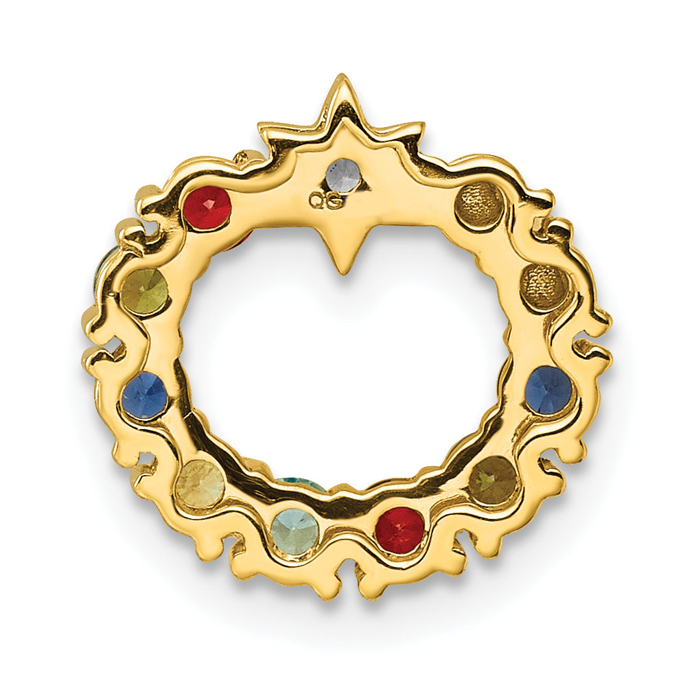 14K Yellow Gold Circle Diamond Star Genuine Eight-Stone Family Jewelry Complete Pendant