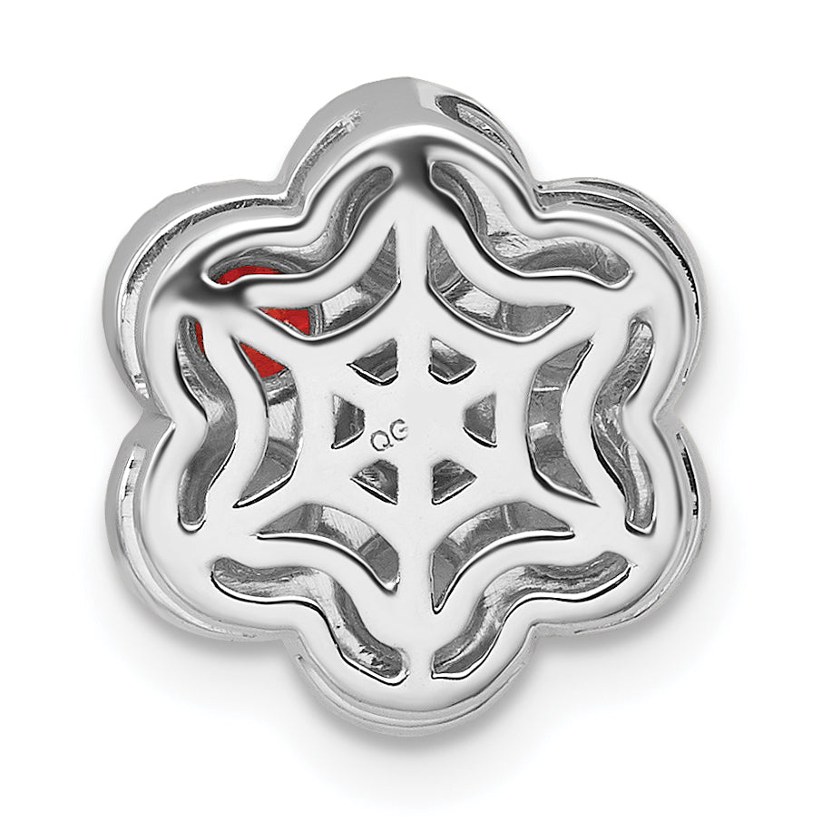 14K White Gold Diamond Flower 1 Genuine Birthstone Complete Chain Slide