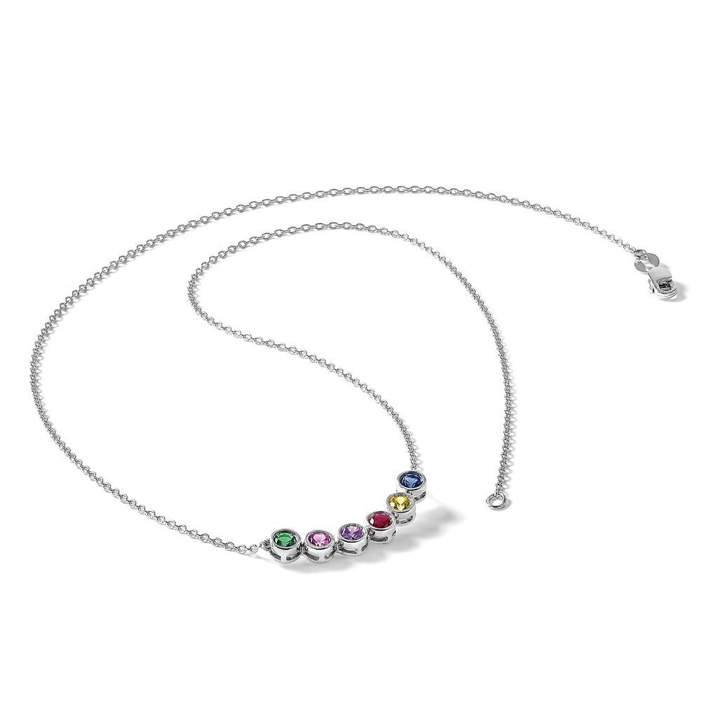 14K Yellow Or White Gold Genuine Birthstone Complete Family Necklace – Elegant Jewelry Gift for Birthday, Anniversary, Engagement, Wedding