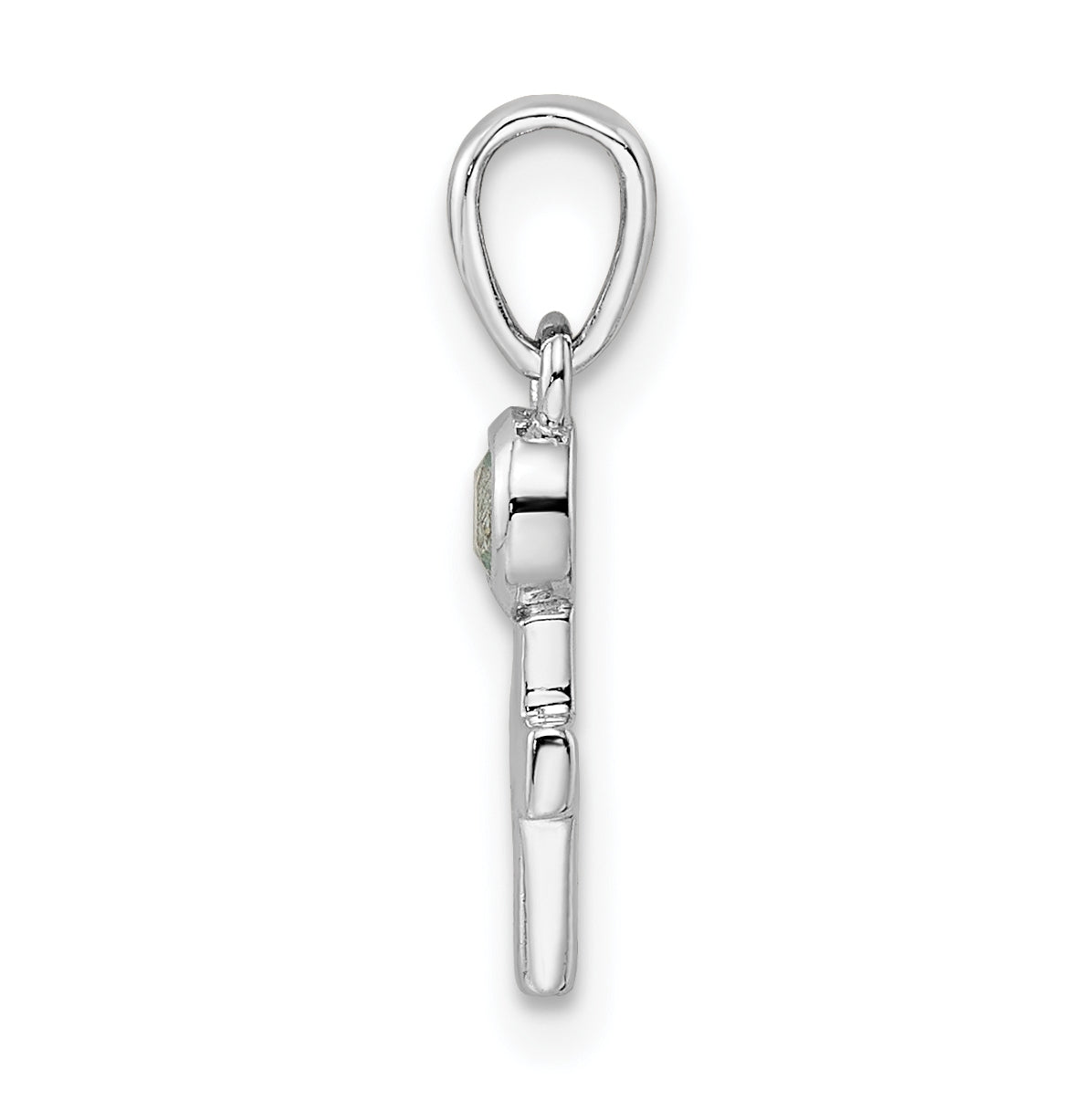 Sterling Silver Rhodium plated Polished White Topaz Cross Pendant