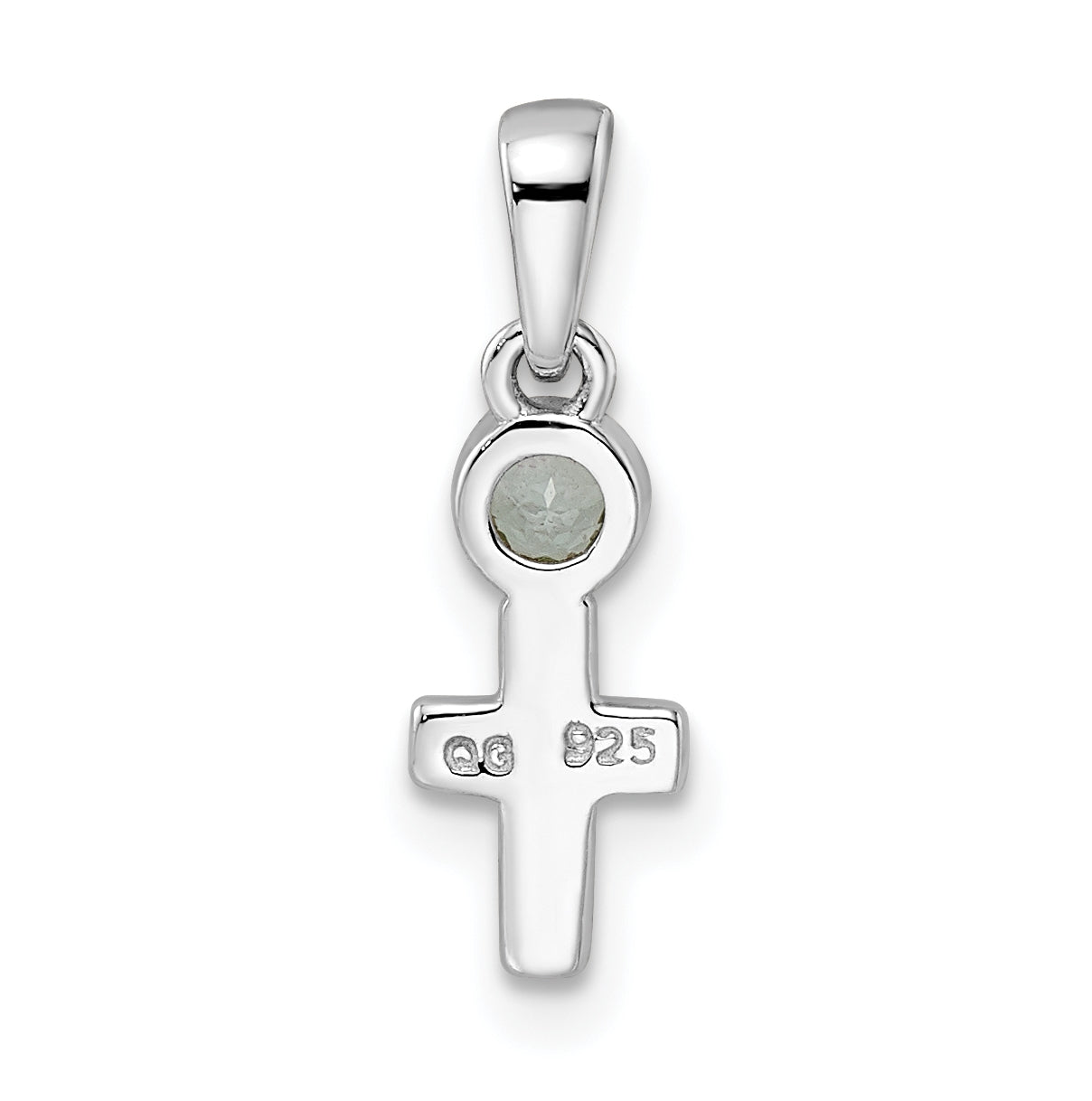 Sterling Silver Rhodium plated Polished White Topaz Cross Pendant