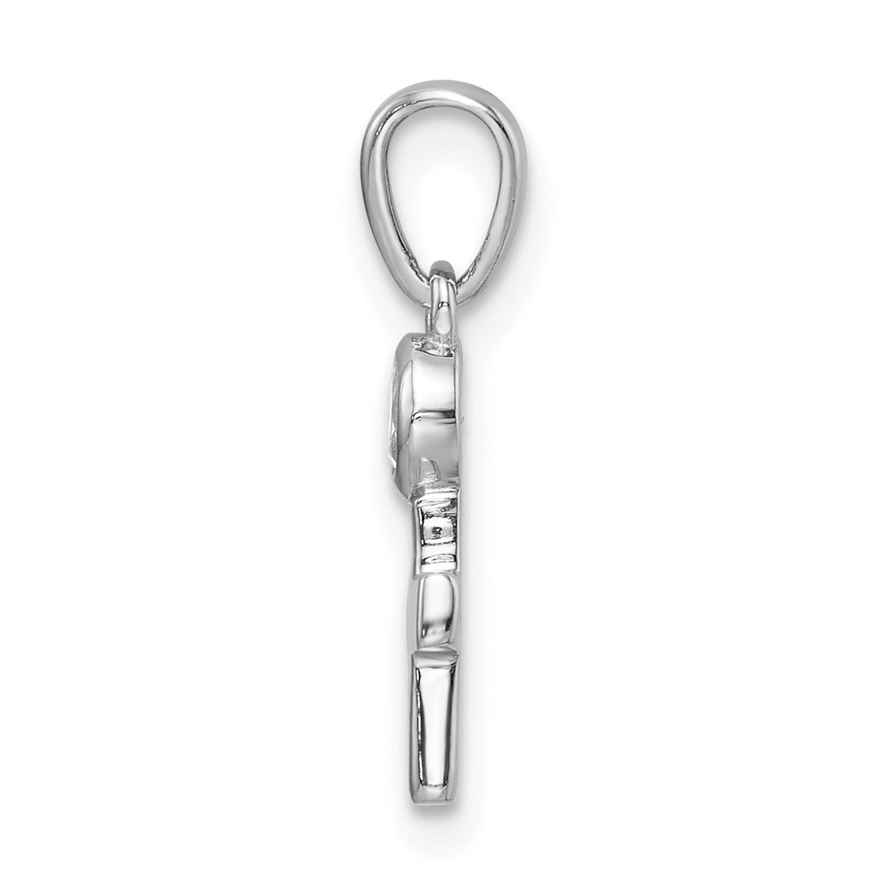 Sterling Silver Rhodium plated Polished Aquamarine Cross Pendant