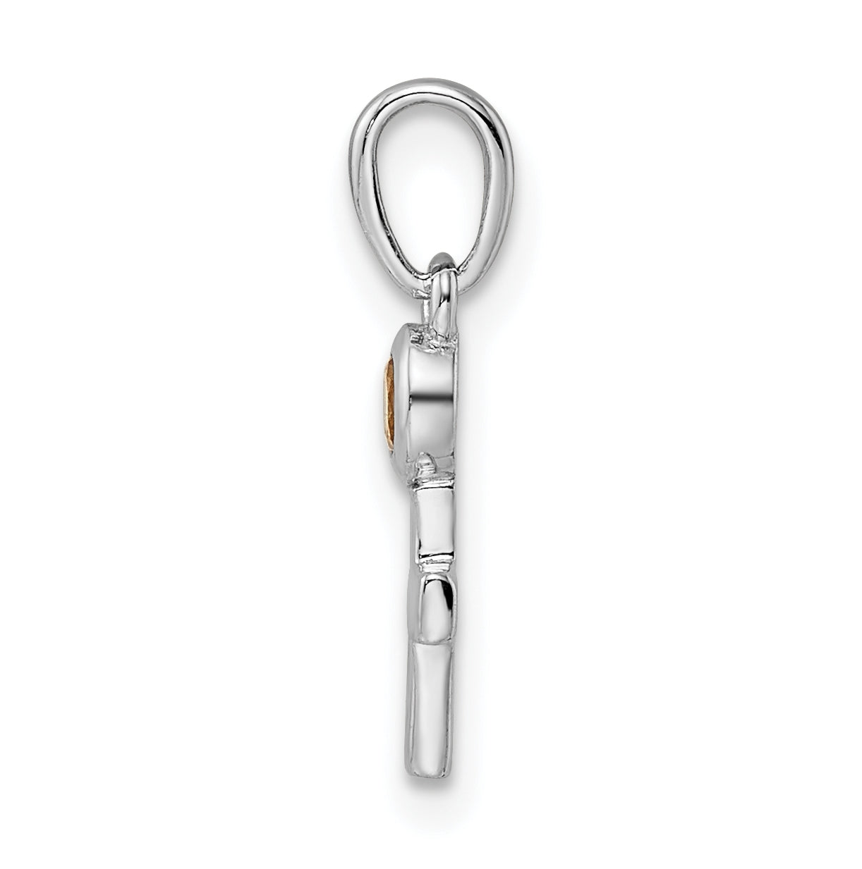 Sterling Silver Rhodium plated Polished Citrine Cross Pendant