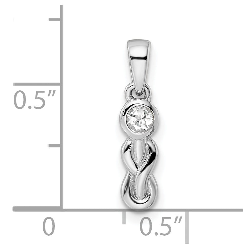 Sterling Silver Rhodium plated White Topaz Infinity Birthstone Pendant