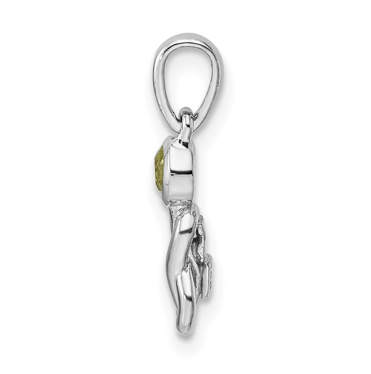 Sterling Silver Rhodium plated Polished Peridot Infinity Birthstone Pendant