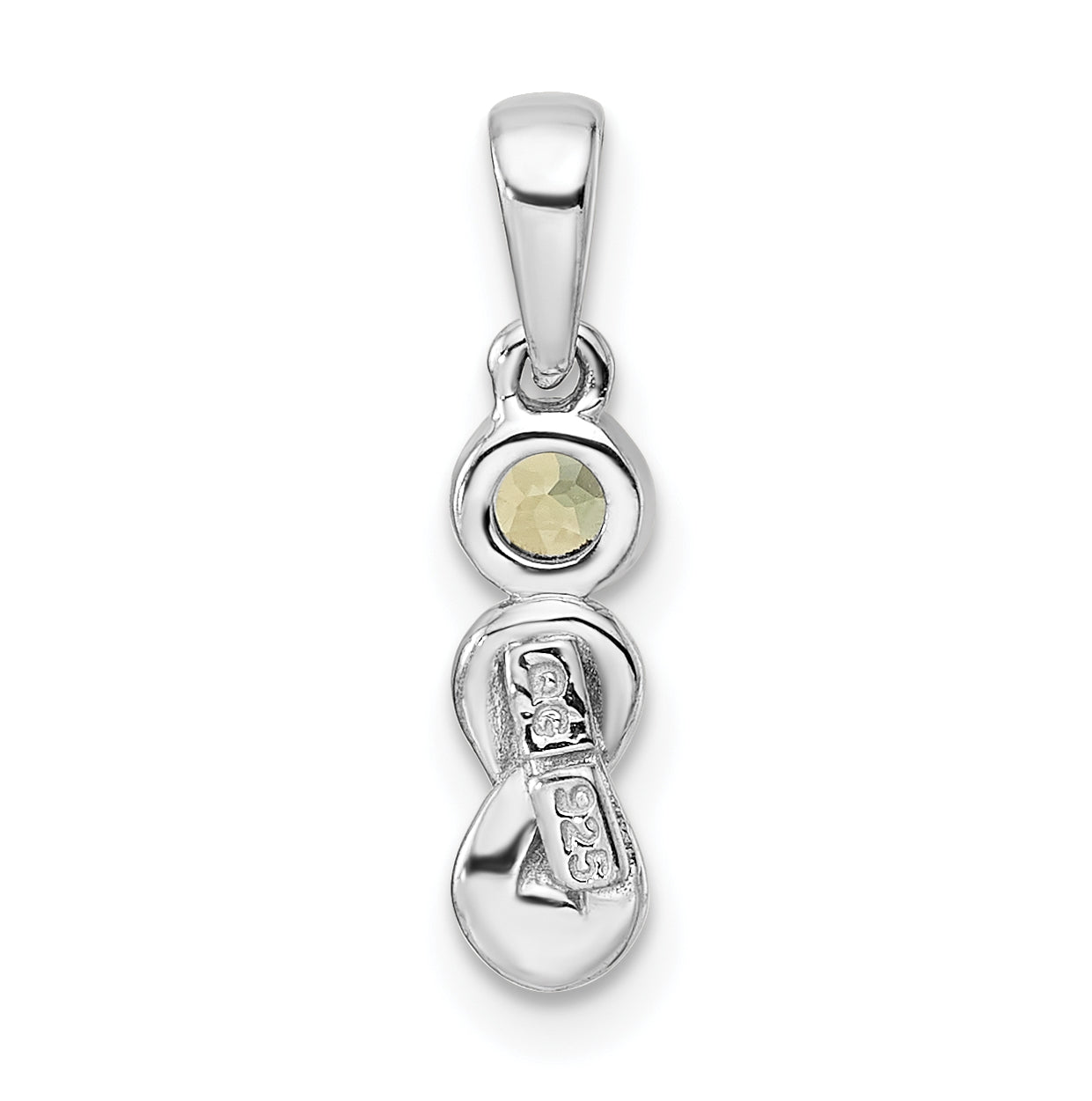 Sterling Silver Rhodium plated Polished Peridot Infinity Birthstone Pendant