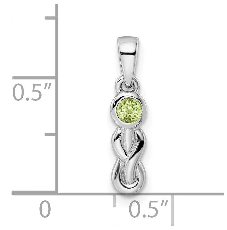 Sterling Silver Rhodium plated Polished Peridot Infinity Birthstone Pendant