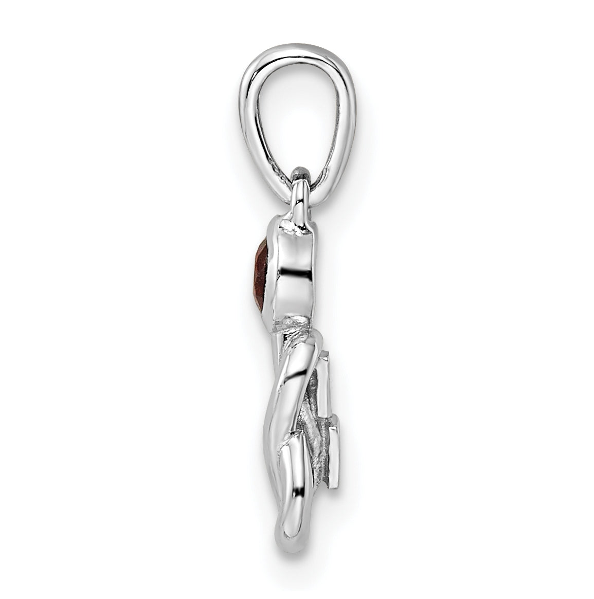 Sterling Silver Rhodium plated Polished Garnet Infinity Birthstone Pendant