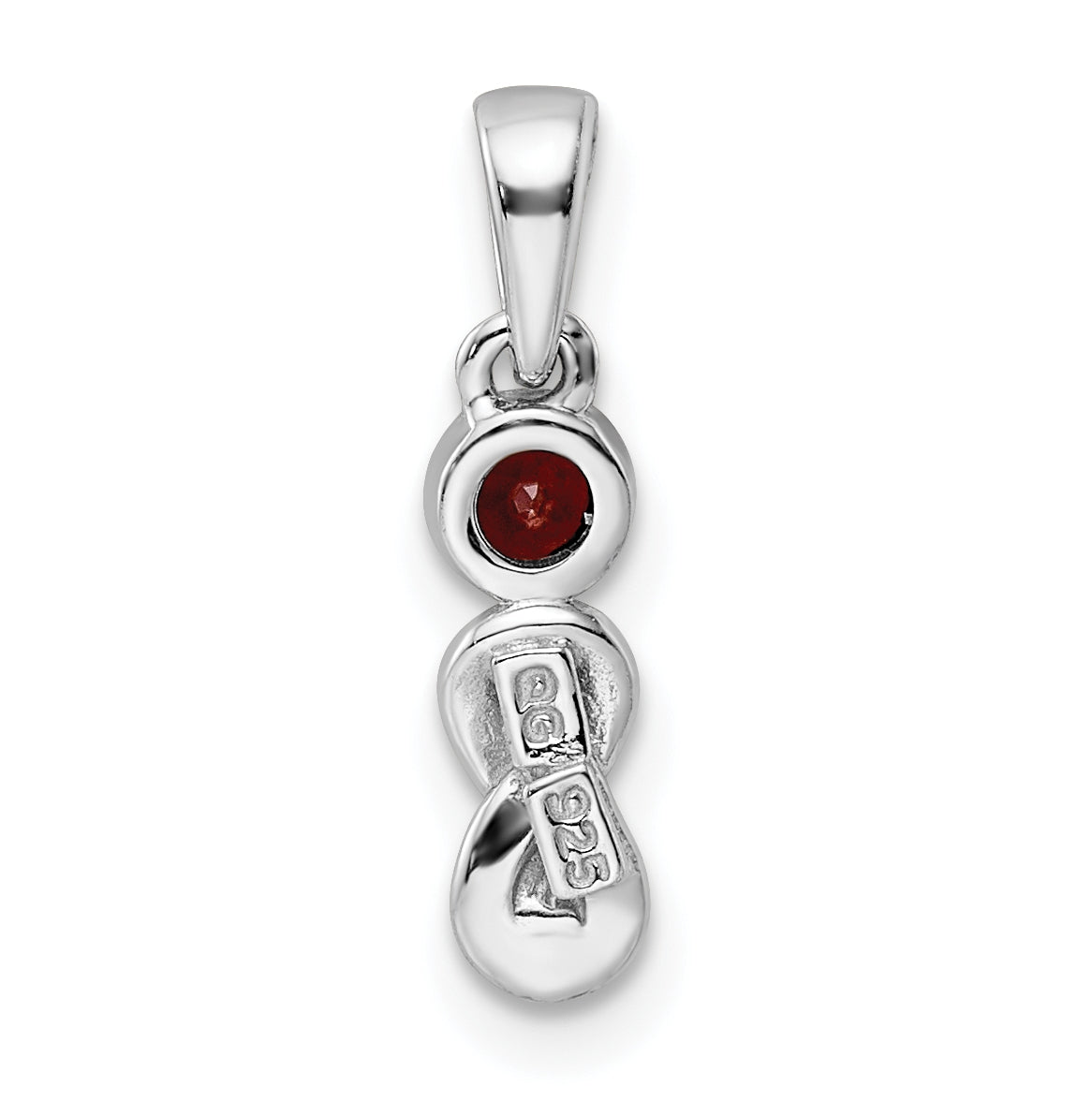 Sterling Silver Rhodium plated Polished Garnet Infinity Birthstone Pendant