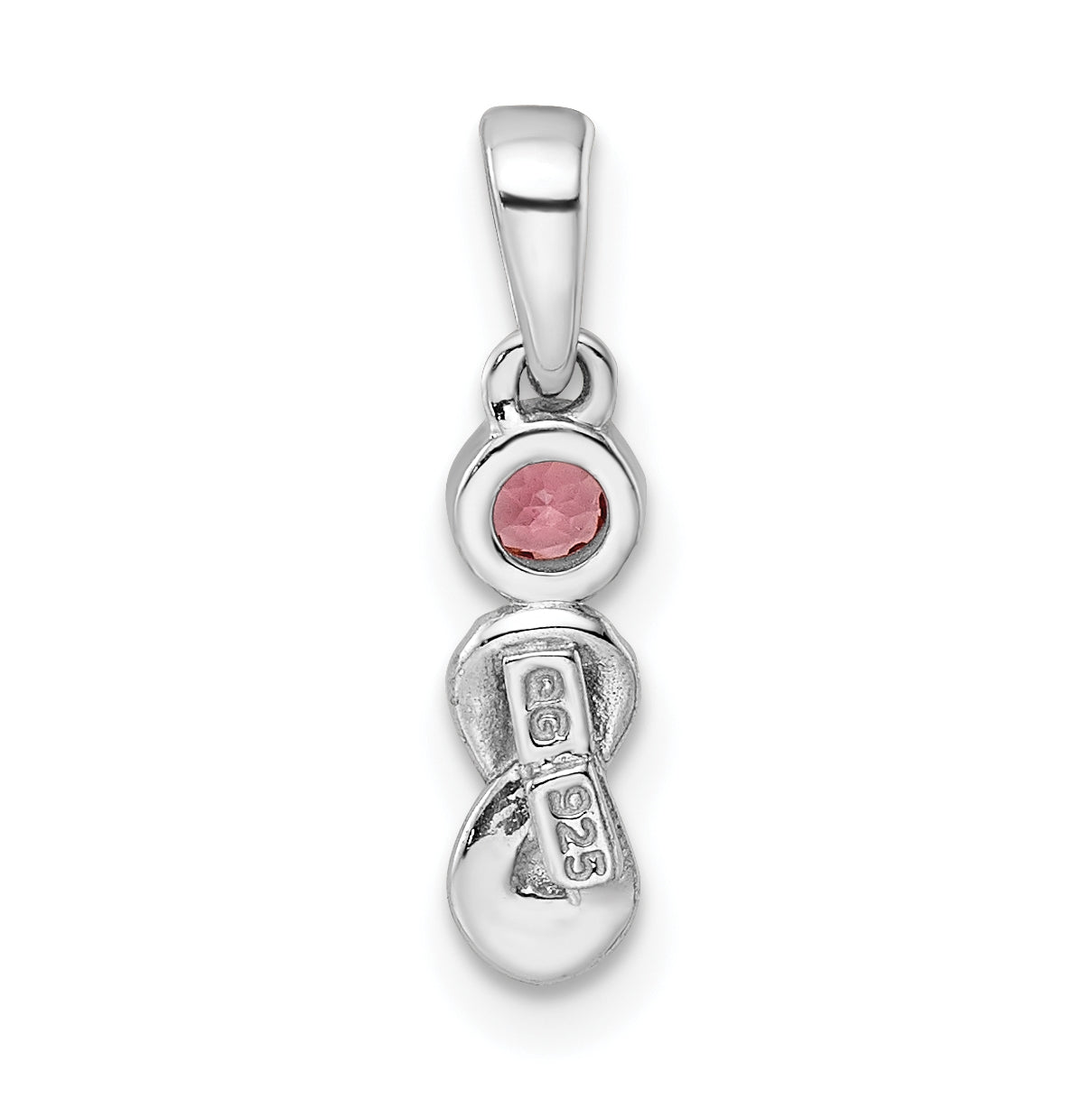 Sterling Silver Rhodium plated Pink Tourmaline Infinity Birthstone Pendant