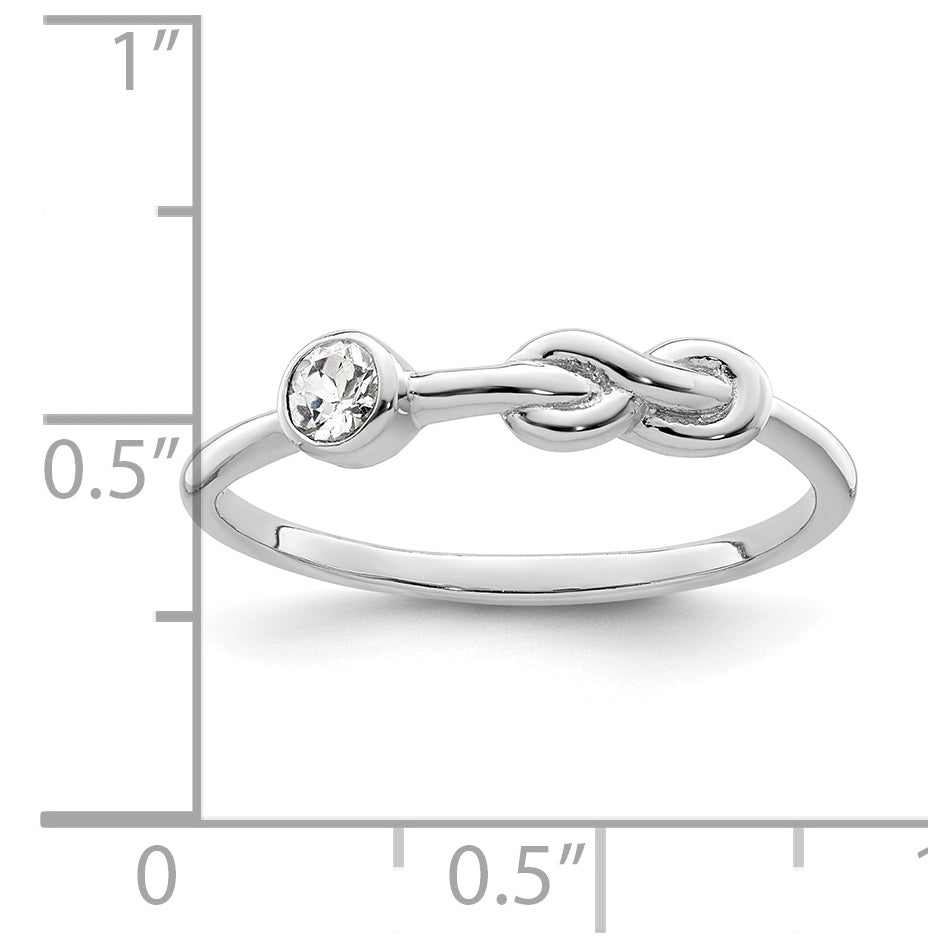 Sterling Silver Rhodium plated Polished Infinity White Topaz Ring, Size 7