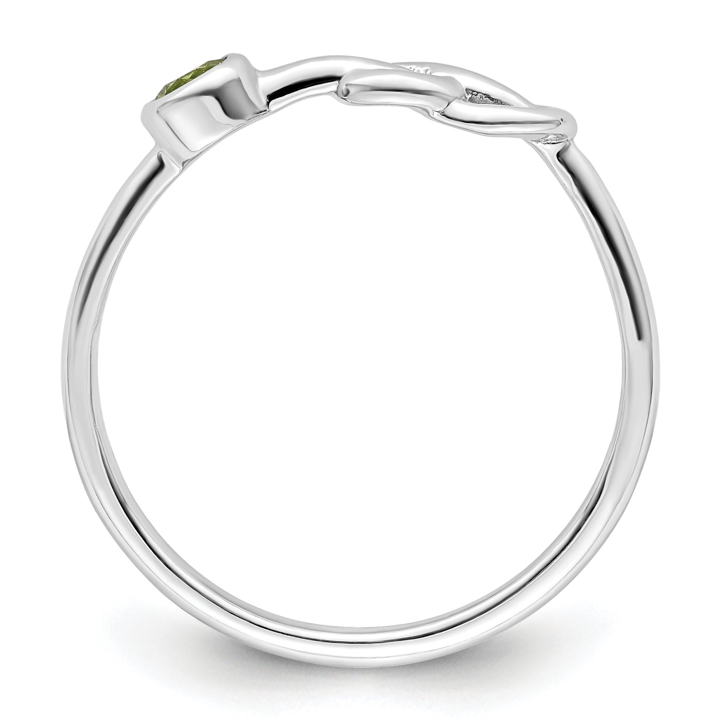 Sterling Silver Rhodium plated Polished Infinity Peridot Ring, Size 7