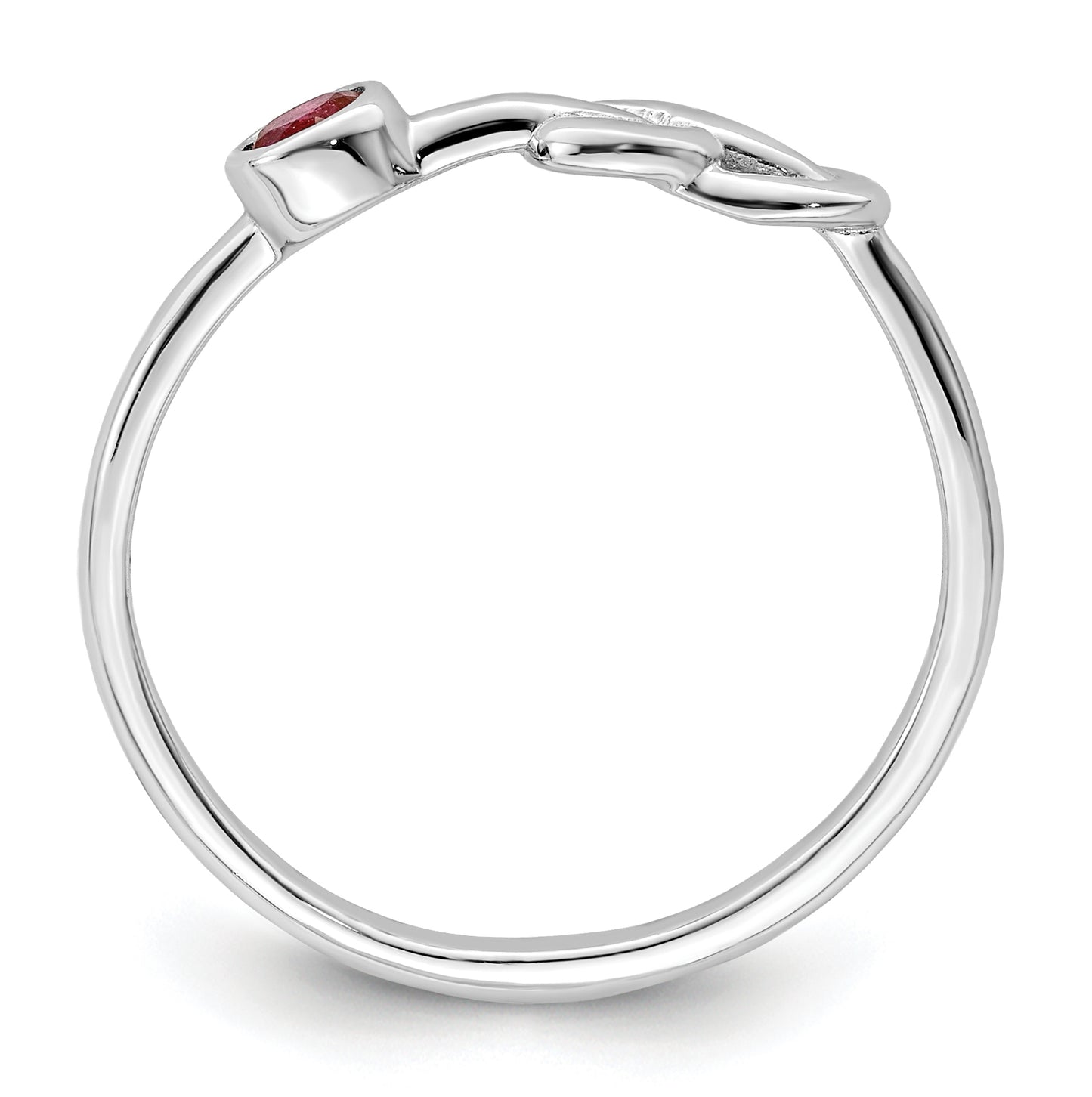 Sterling Silver Rhodium plated Polished Infinity Lab Created Ruby Ring, Size 6