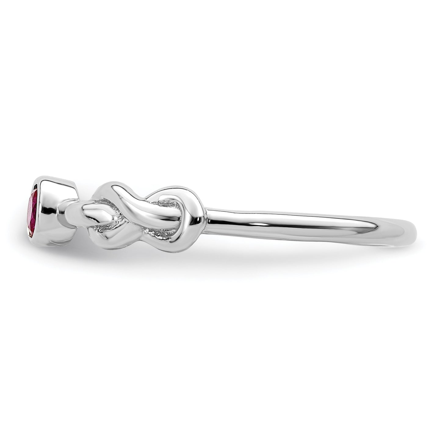Sterling Silver Rhodium plated Polished Infinity Lab Created Ruby Ring, Size 6