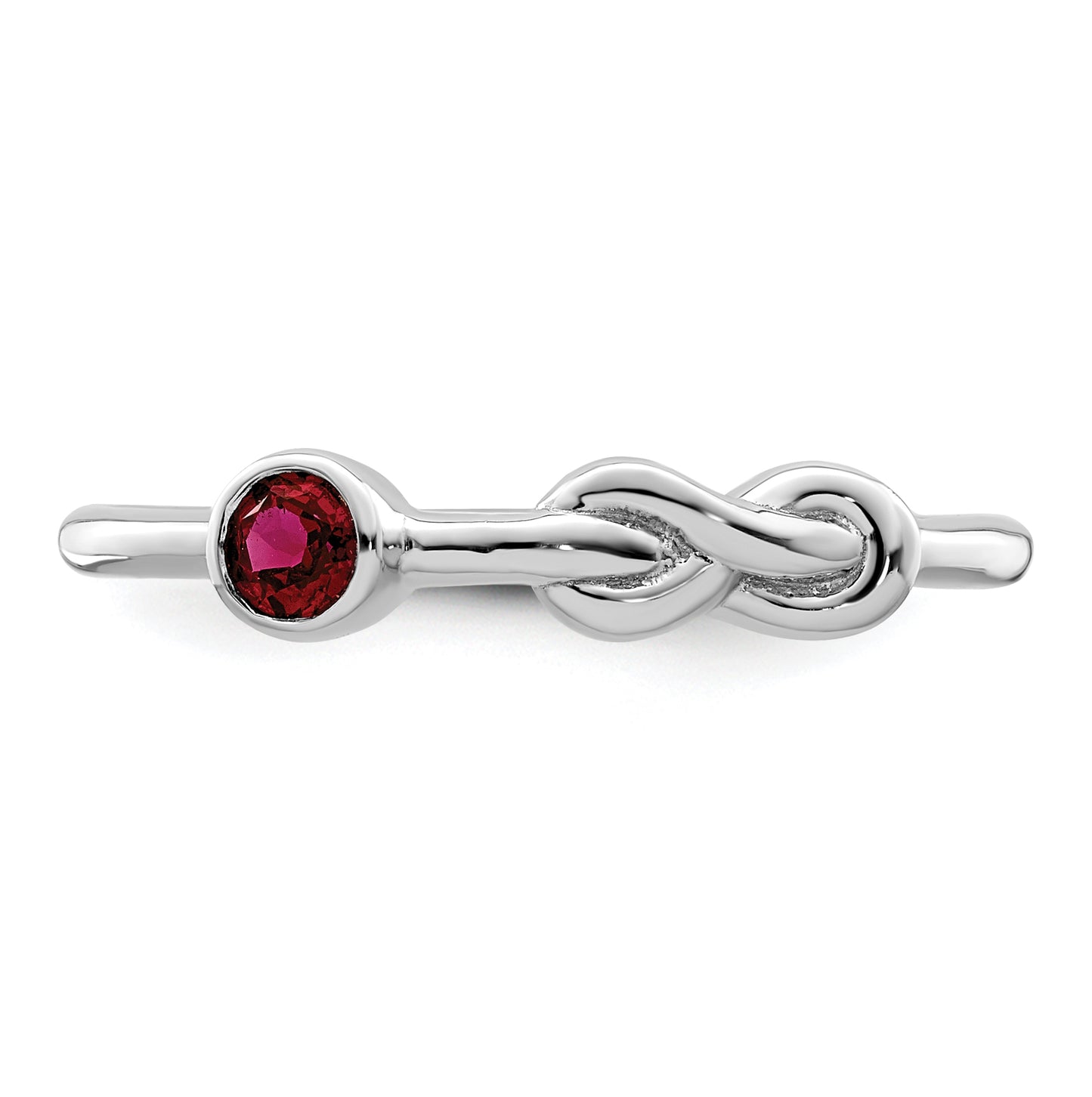 Sterling Silver Rhodium plated Polished Infinity Lab Created Ruby Ring, Size 6