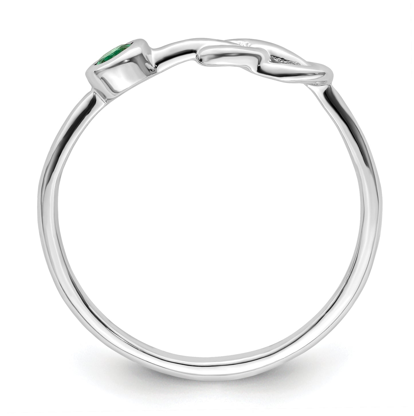 Sterling Silver Rhodium plated Polished Infinity Lab Created Emerald Ring, Size 8