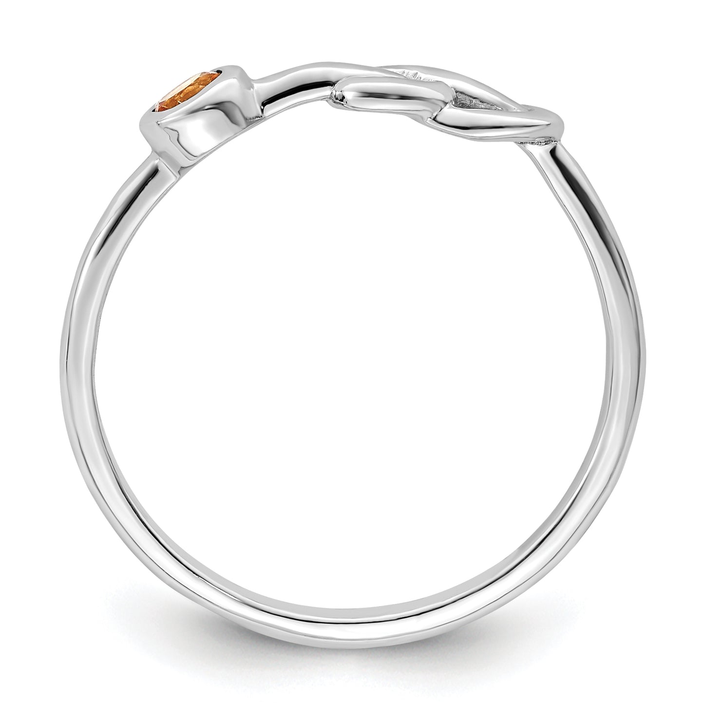 Sterling Silver Rhodium plated Polished Infinity Citrine Ring, Size 8