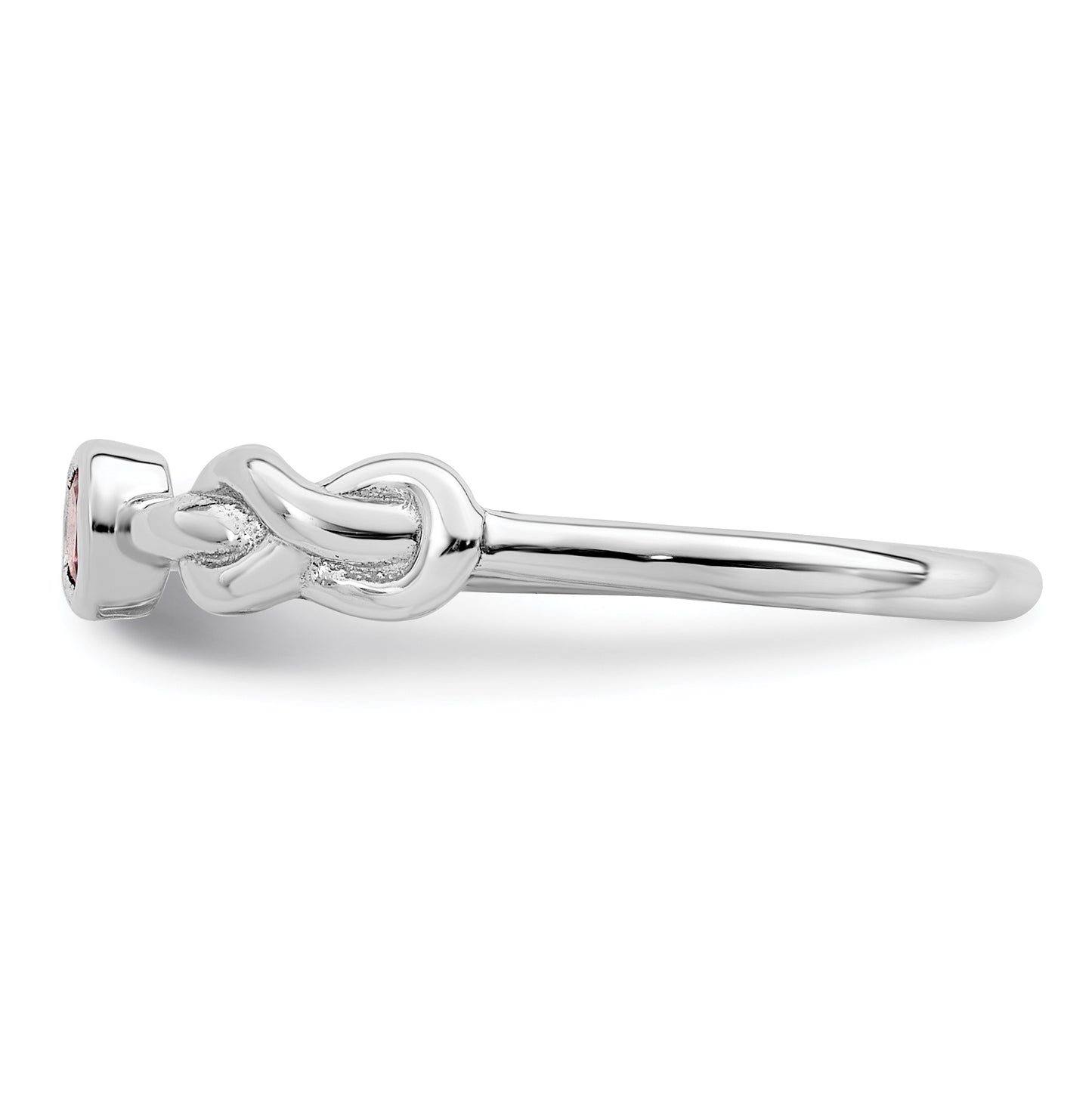 Sterling Silver Rhodium plated Polished Infinity Pink Tourmaline Ring, Size 6