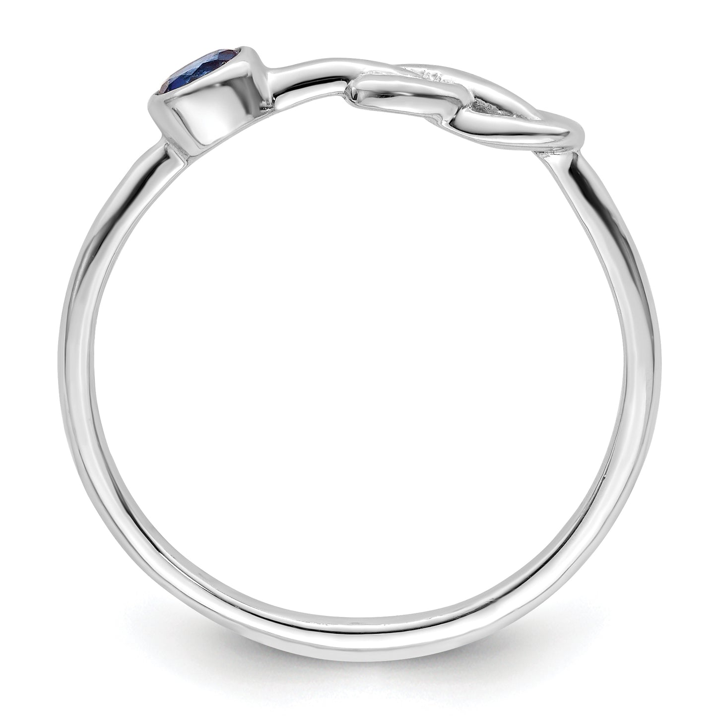 Sterling Silver Rhodium plated Polished Infinity Lab Created Sapphire Ring, Size 7