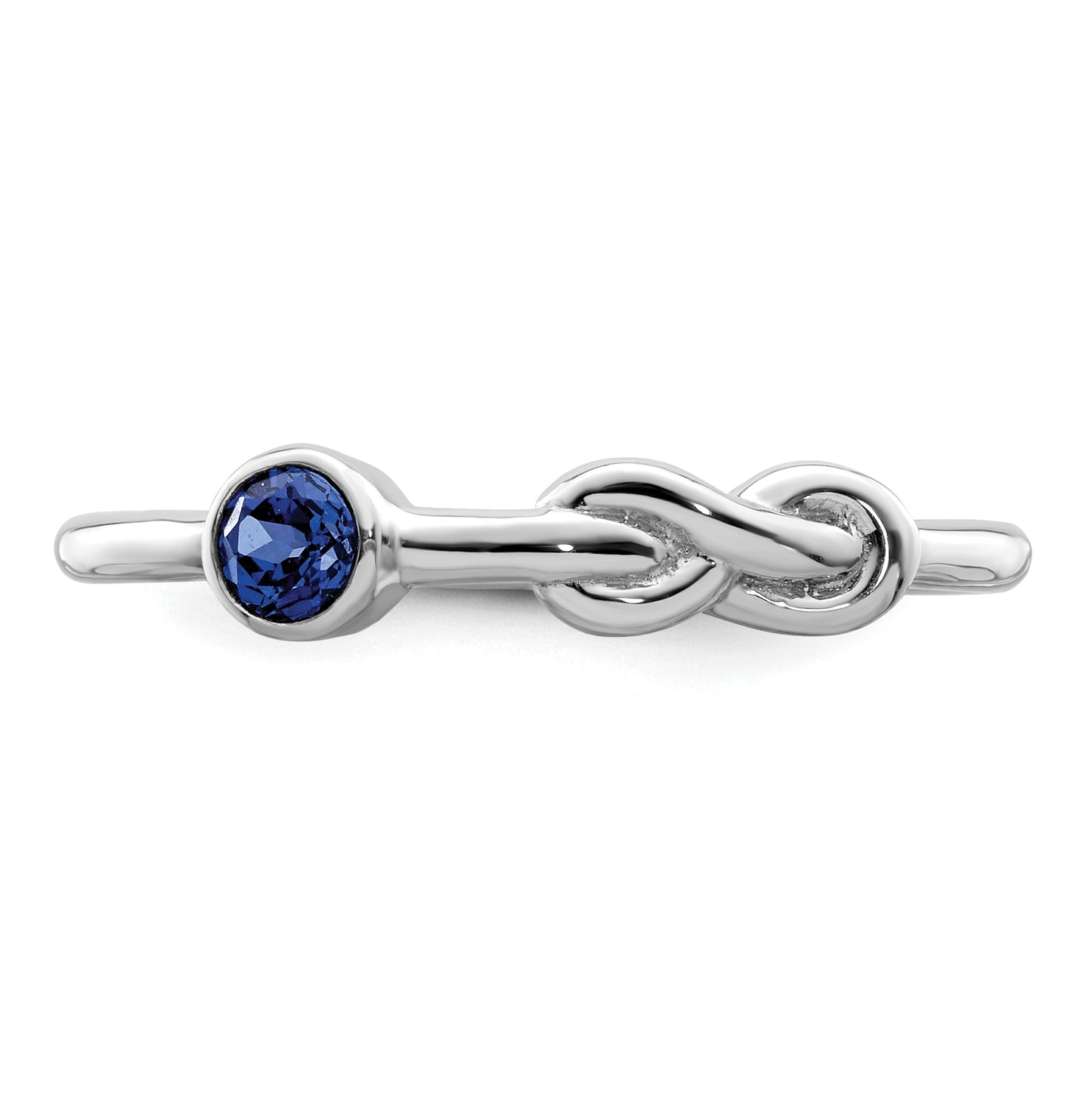 Sterling Silver Rhodium plated Polished Infinity Lab Created Sapphire Ring, Size 8