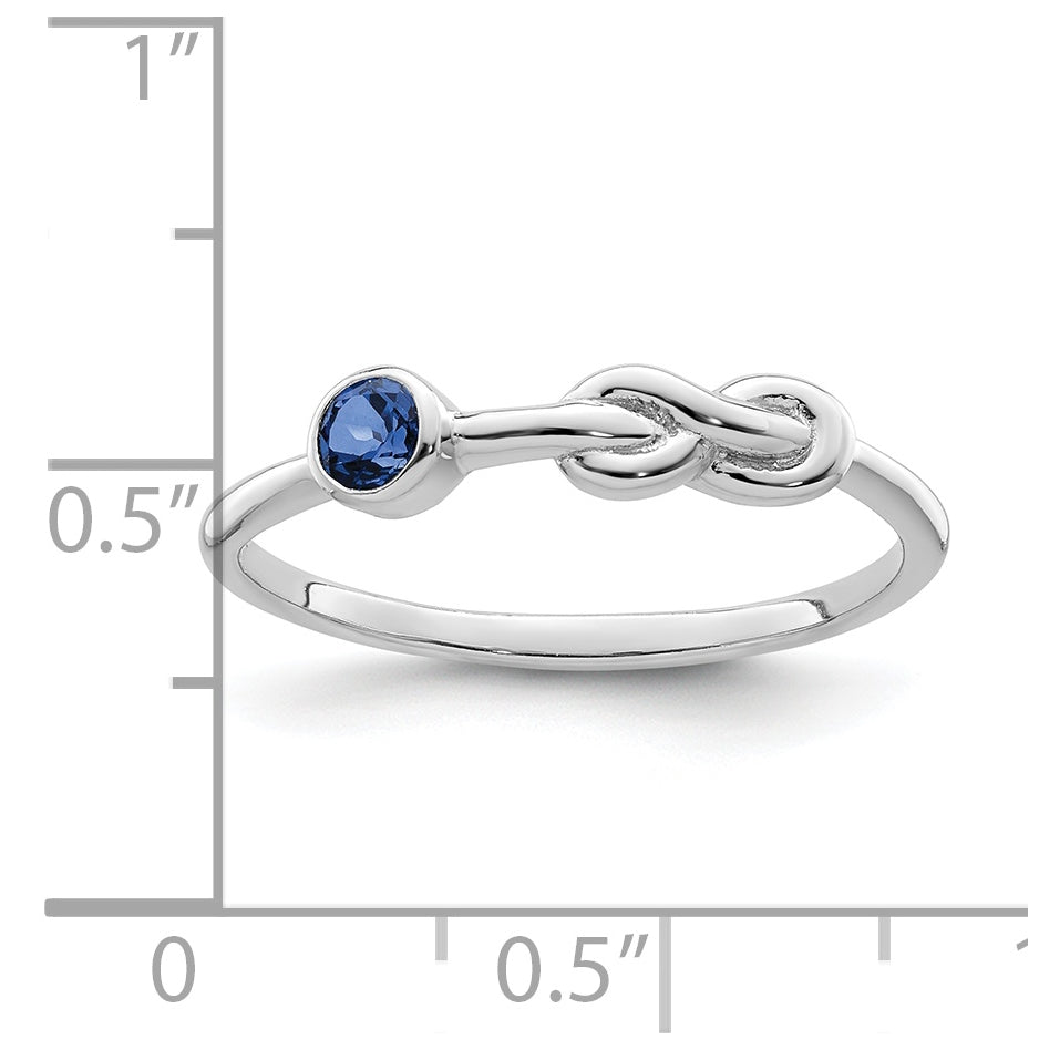 Sterling Silver Rhodium plated Polished Infinity Lab Created Sapphire Ring, Size 8