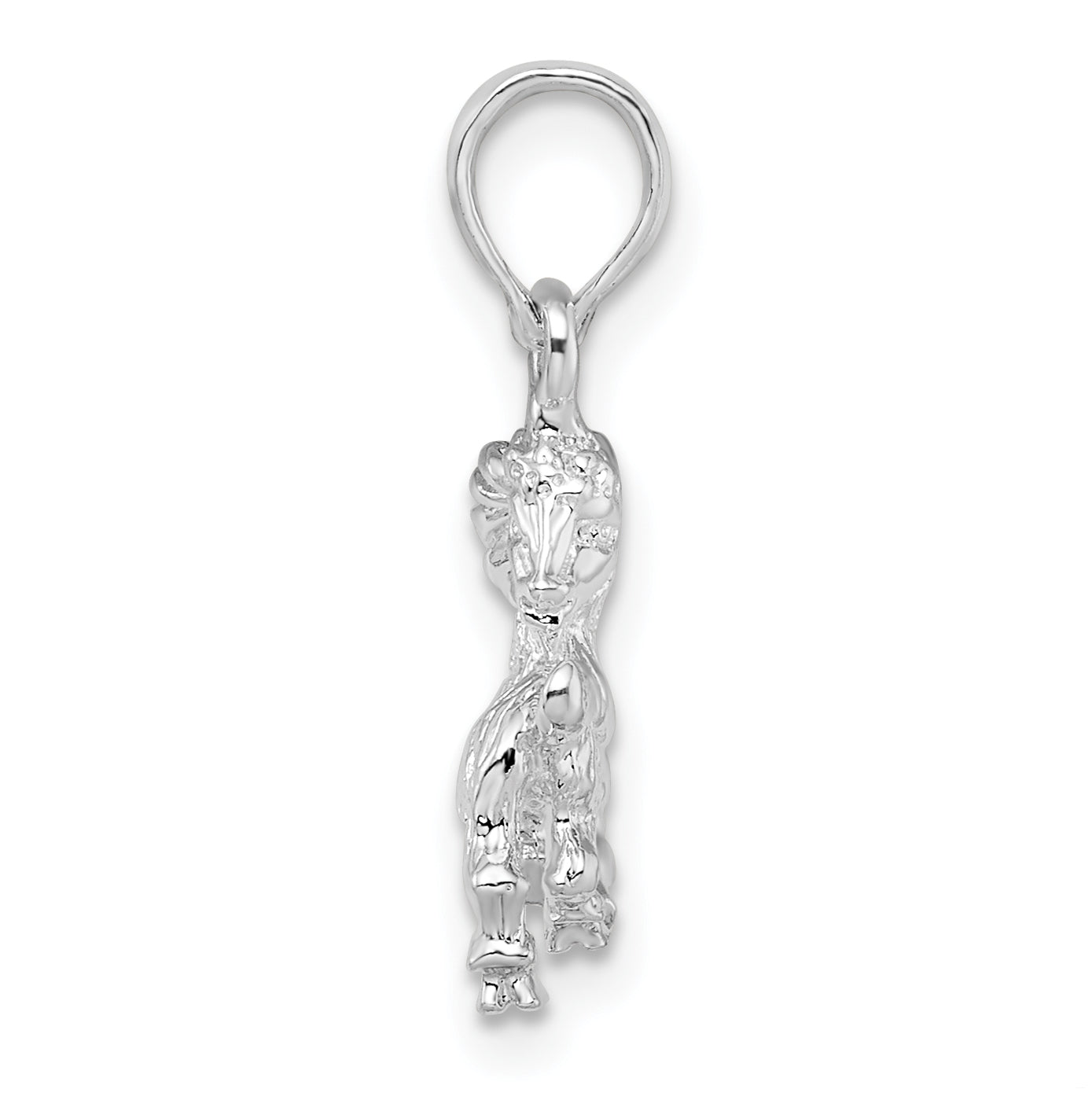 De-Ani Sterling Silver Rhodium plated Polished 3D Capricorn Zodiac Pendant