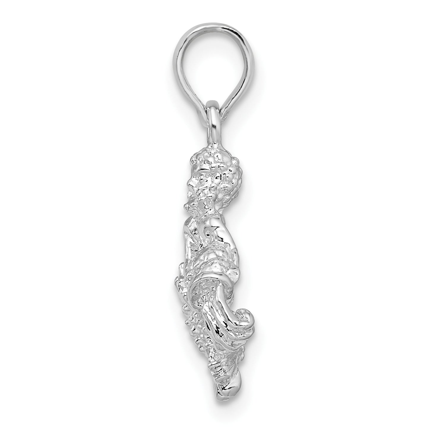 De-Ani Sterling Silver Rhodium plated Polished 3D Aquarius Zodiac Pendant
