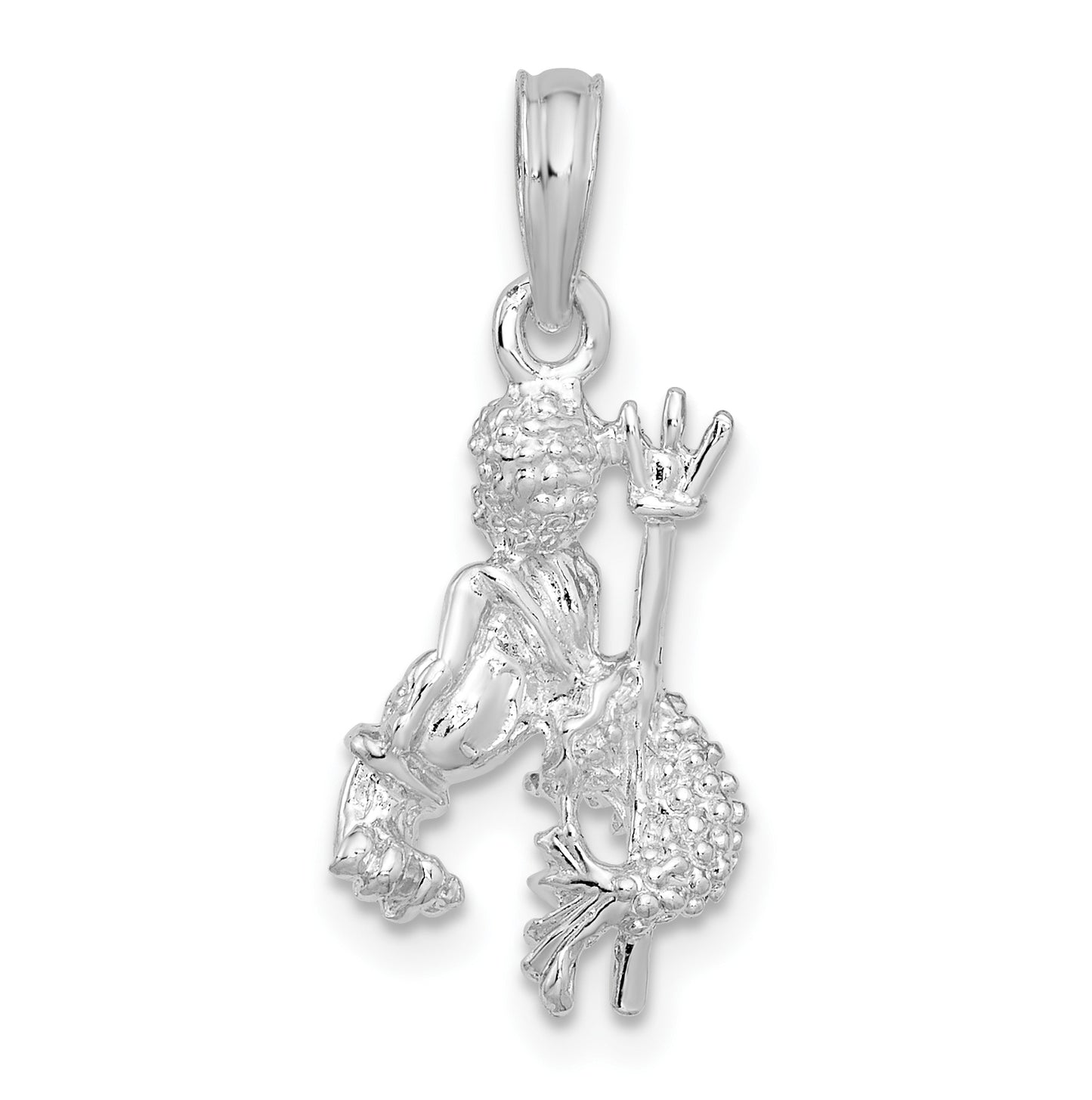 De-Ani Sterling Silver Rhodium plated Polished 3D Aquarius Zodiac Pendant