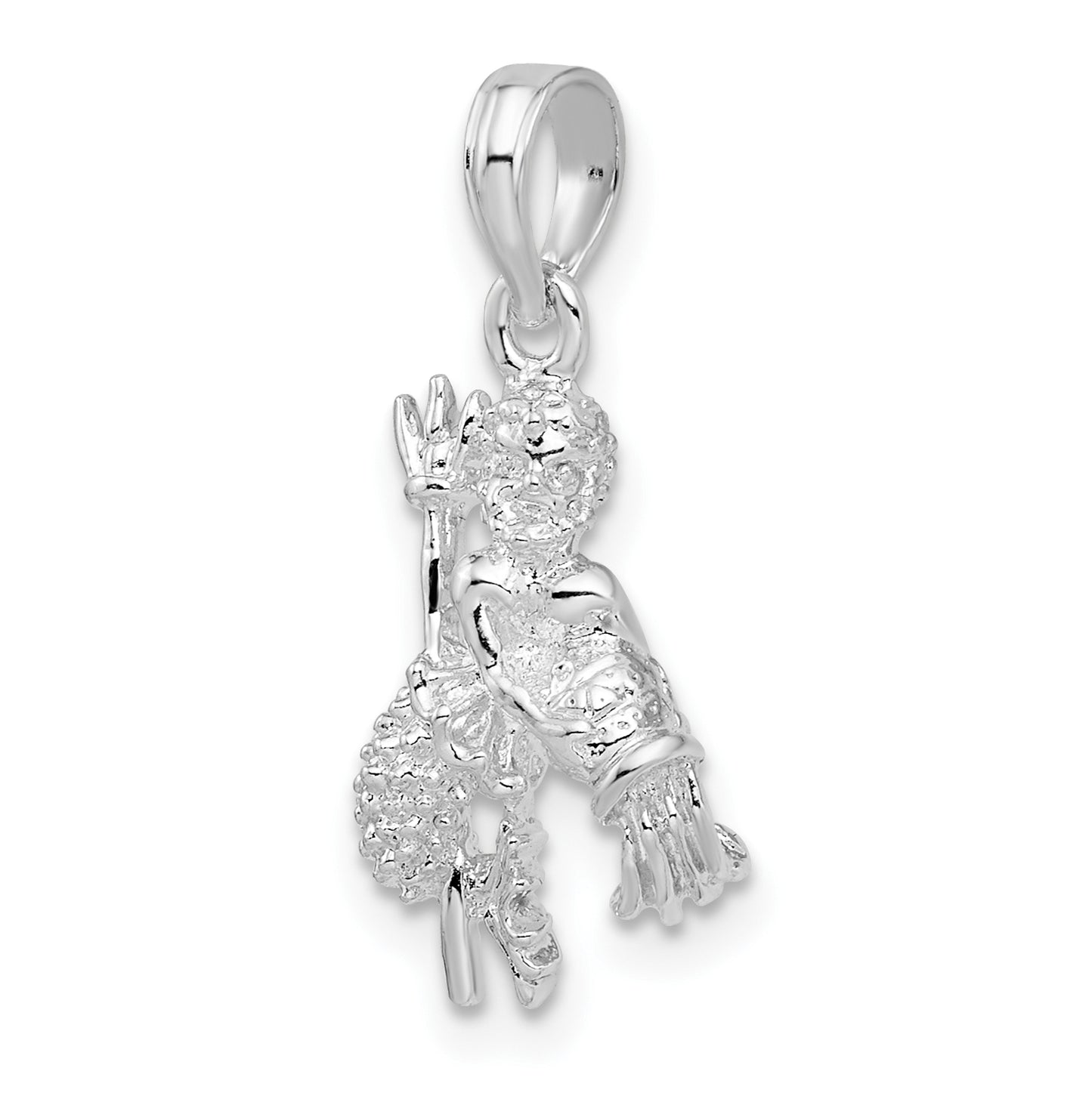 De-Ani Sterling Silver Rhodium plated Polished 3D Aquarius Zodiac Pendant