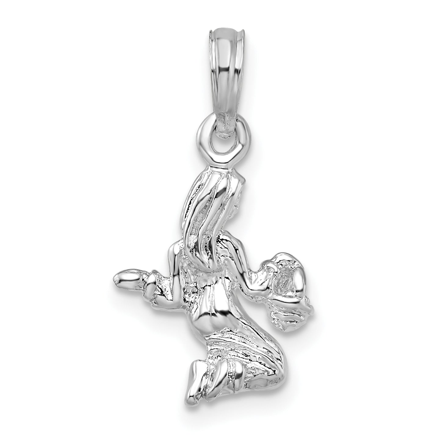De-Ani Sterling Silver Rhodium plated Polished 3D Virgo Zodiac Pendant